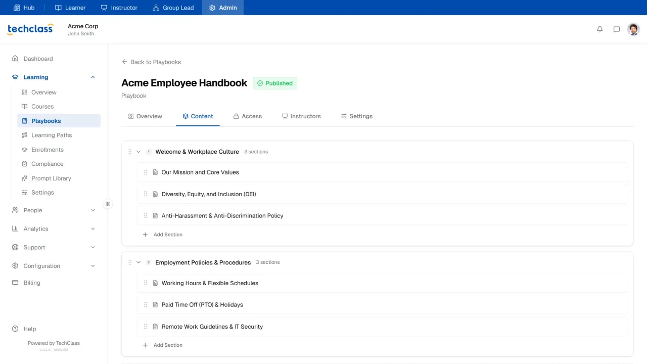 TechClass Playbooks for Policy Documentations