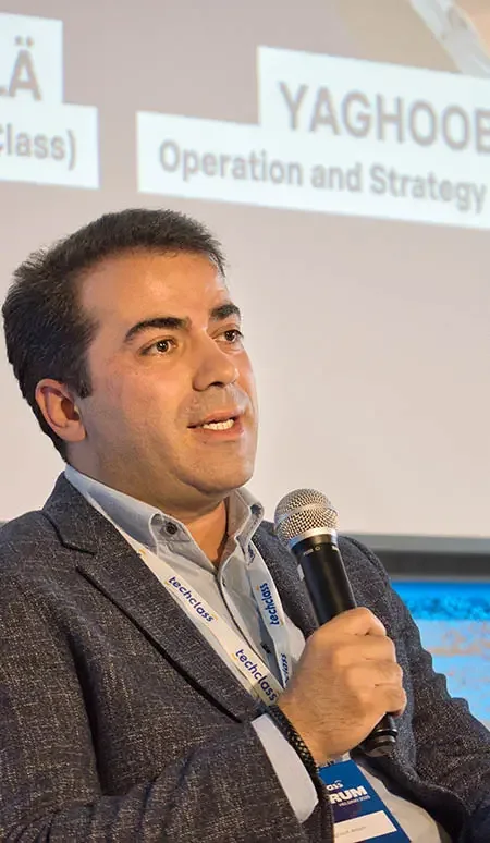 A TechClass team member presenting at a TechClass industry forum