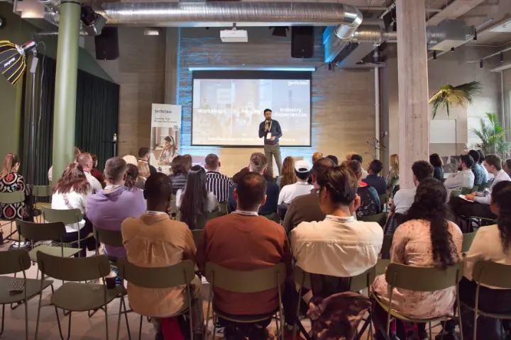 Keynote case-study session in front of a full audience at a TechClass Forum