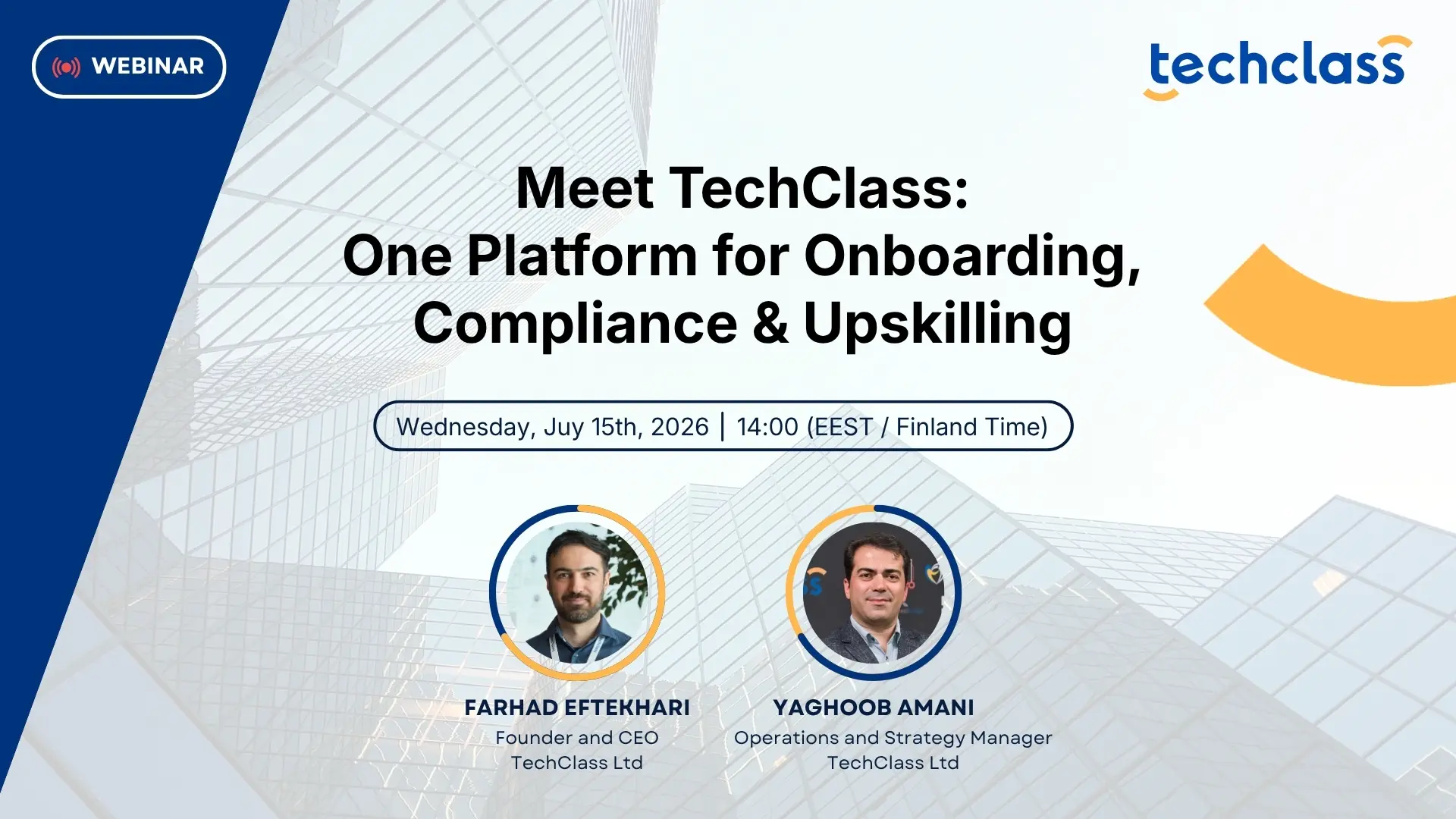 Meet TechClass: One Platform for Onboarding, Compliance & Upskilling webinar cover